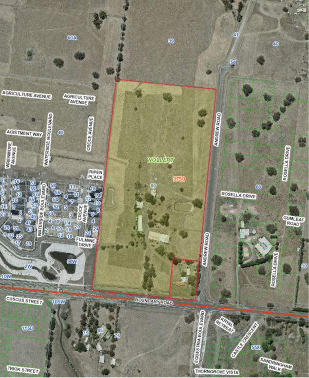 An aerial image of lots 70 and 80 Boundary Road, Wollert.