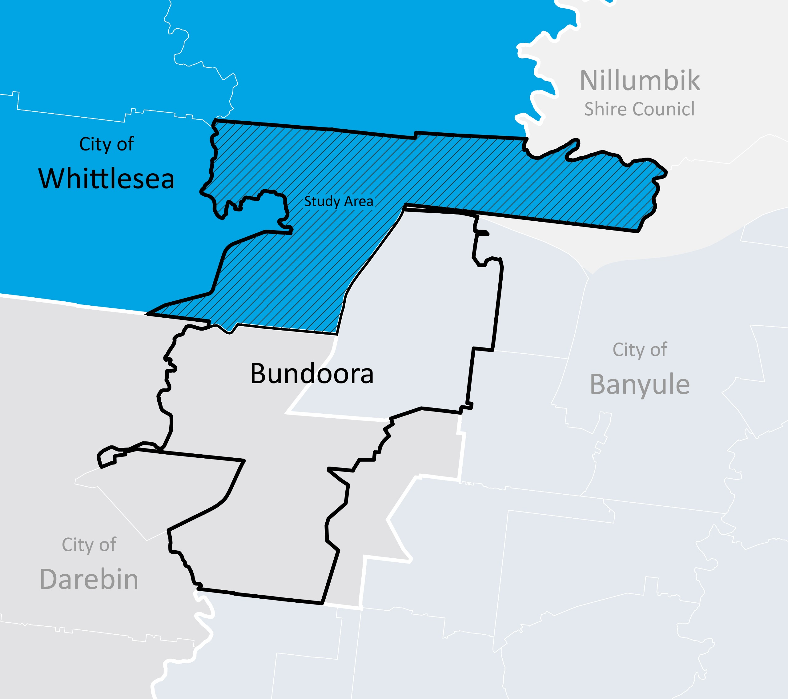 Map of the Bundoora area that is in the City of Whittlesea catchment.